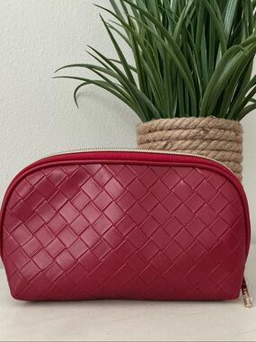 Lancome Red Woven Cosmetic Bag